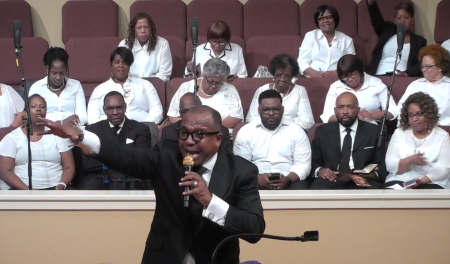 Pastor Donald Johnson of Oak Grove Missionary Baptist Church in Memphis, Tenn., preaches on January 6, 2019.