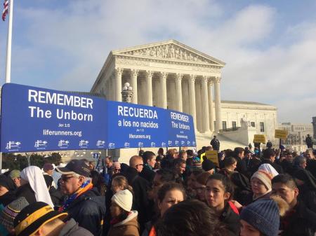 Participants in the March for Life 2019 assemble at United States Supreme Court on Jan. 18, 2019.