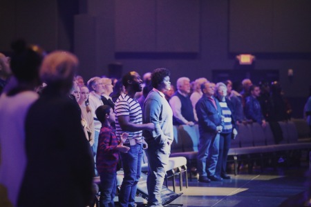 Attendees worship at Transformation Church in Indian Land, South Carolina. 