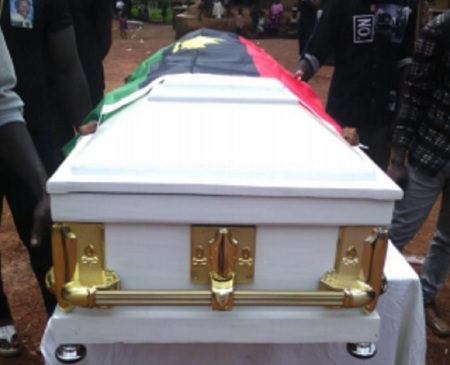 Pallbearers carry the body of Ogochukwu Joseph Ogbah, who was shot and killed by Nigerian soldiers in September 2017 in Afara-Ukwu during Operation Python Dance 2 in Abia State, Nigeria