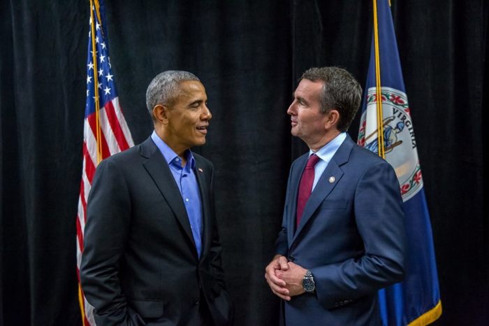 Virginia Gov. Ralph Northam and former President Barack Obama.