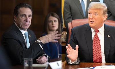 New York State Gov. Andrew Cuomo (L) and President Donald Trump (R).