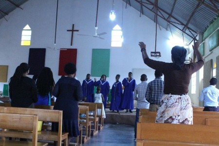 Believers worship during a Sunday service at an Anglican church in the Kacyiru, Rwanda, on Feb. 16, 2019. 