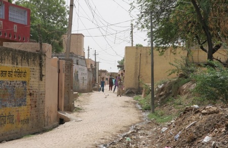 A street in a village in India. 