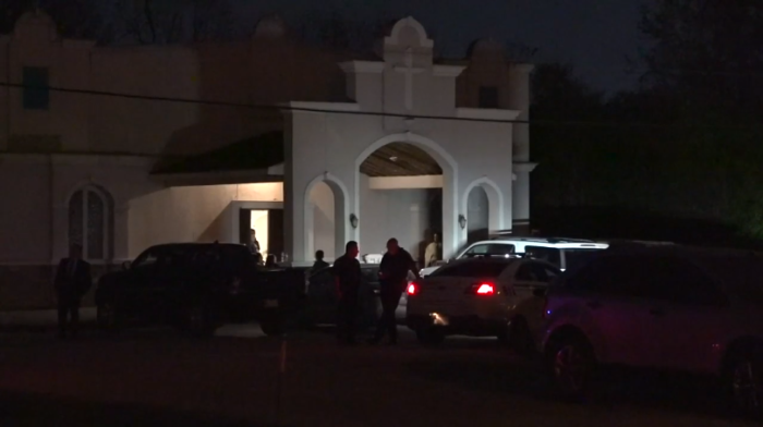 Detectives from the Harris County Sheriff’s Office outside the Signs and Wonders Apostolic Outreach Ministries in Houston, Texas on Thursday March 21, 2019.