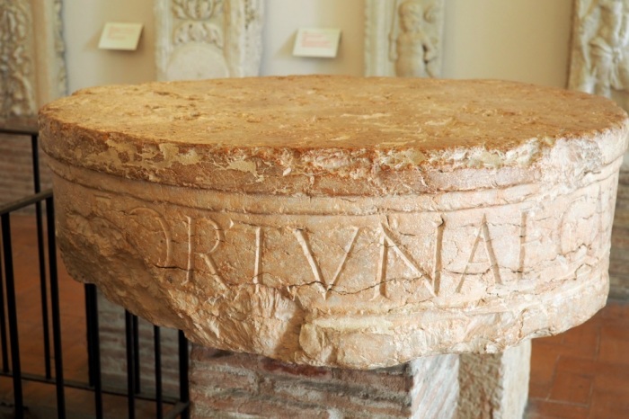 Altar dedicated to the goddess Fortuna, Teatro Romano, Italy. 