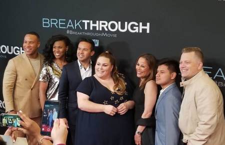 (L to R) Devon Franklin Priscilla Shrier, Samuel Rodriquez, Chrissy Mets, Roxann Dawson, John Smith, Jason Noble, Breakthrough Dallas Premiere, March 2019 