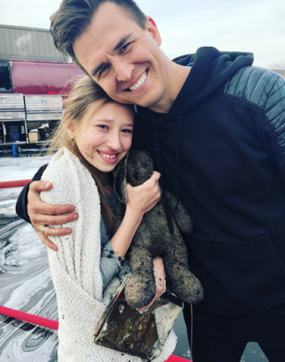 Ben and Ana Calhoun after Citizen Way Tour Bus Catches Fire, April 23, 2019