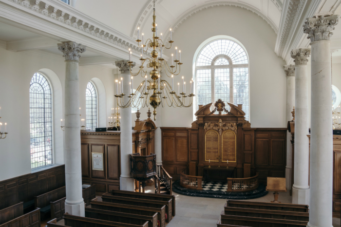 The restored Church of St. Mary the Virgin, Aldermanbury. 