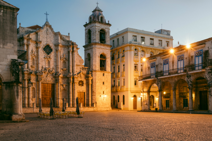 The mid-18th century Cathedral of St. Christopher in Havana, Cuba. 