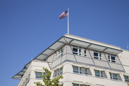 The U.S. embassy in Berlin, Germany.