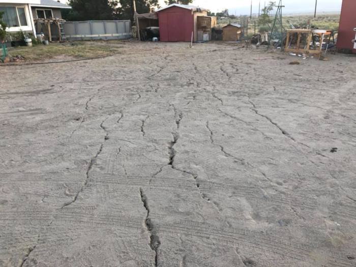 Earthquake damage in the yard of the First Baptist Church in Trona, California.