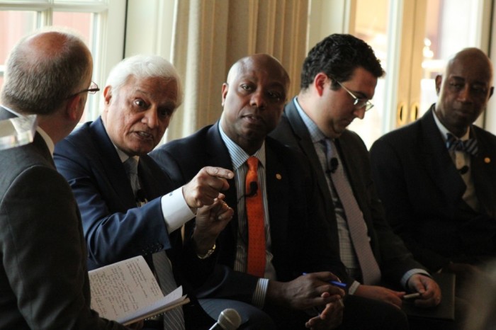 Ravi Zacharias speaks during the inaugural 'At the Table' event, hosted at The Hay-Adams hotel in Washington, D.C., on July 10, 2019.