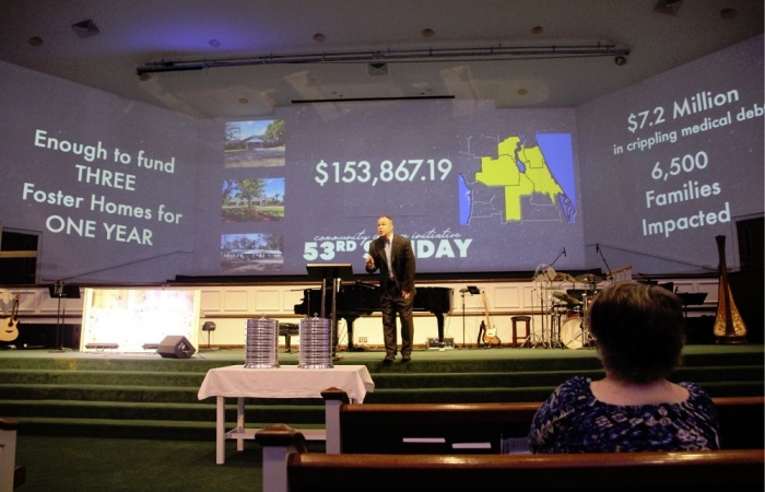 Pastor Dan Glenn speaks at Stetson Baptist Church in DeLand, Florida on July 7, 2019. 