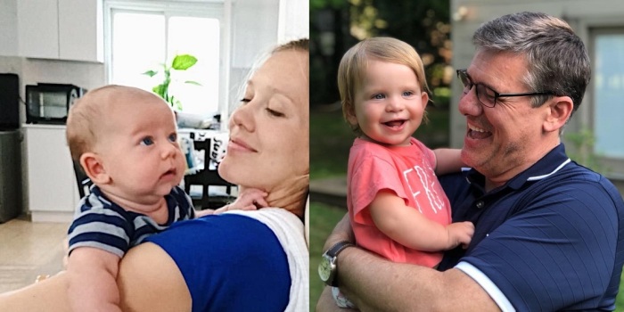 Pastor Scott Riling and his granddaughter Ruthie (R) along with his late daughter Sophie Rosetsky and her 2-month-old son, Itay (L).