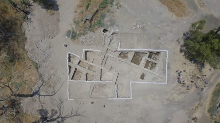 Aerial view of the Church of the Apostles, which is said to have been built over the house of Jesus' disciples Peter and Andrew.