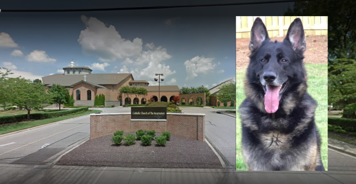 The Catholic Church of the Incarnation in Collierville, Tenn., and Ceasar (inset) who doesn't like black people and others with darker skin.