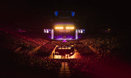 Over 13,000 people gathered for a night of praise and worship led by Keith and Kristyn Getty at Bridgeston Arena in Nashville, Tennessee, on Aug. 20, 2019.