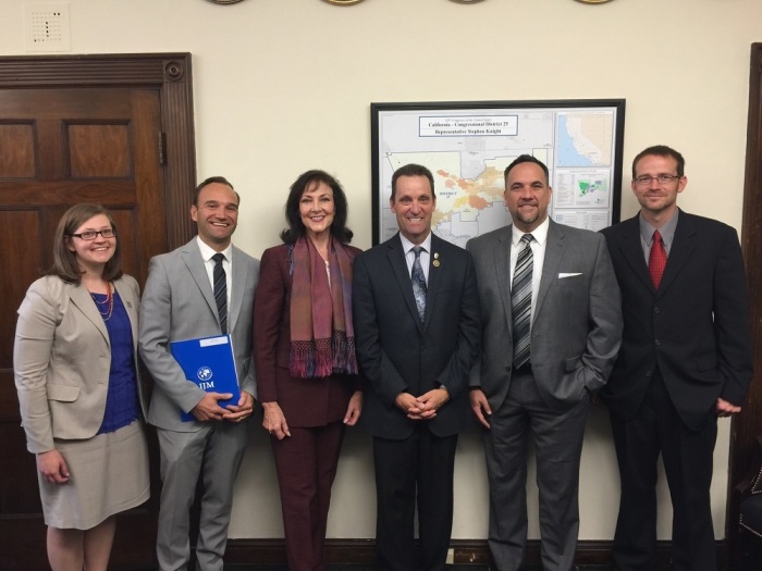 Volunteers and advocates from Real Life Church joined the International Justice Mission Advocacy Summit held in Washington, D.C. in 2017 to advocate on behalf of IJM for their members of Congress to fund the Global Fund to End Modern Slavery. Volunteers from the church met with and posed for a picture with former California Rep. Steve Knight. 