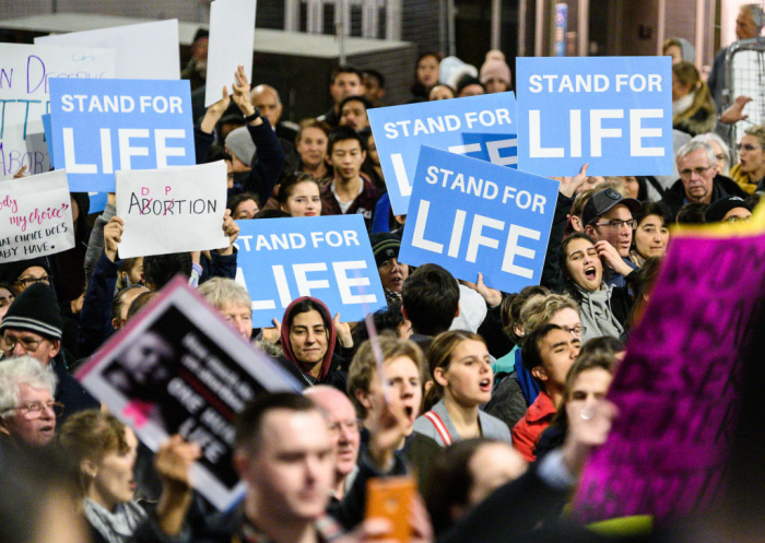 Pro-Life protesters demonstrating in Martin Place, Sydney, Australia, on Aug. 20, 2019. The protesters oppose the NSW abortion bill which will decriminalize abortion. The rally organizers say it will allow abortion for any reason until birth and won’t prevent sex selection terminations. 