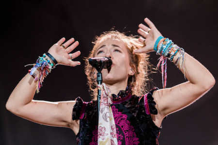 Lauren Daigle sings at a concert in Baton Rouge, Louisiana, Oct. 11, 2019. 