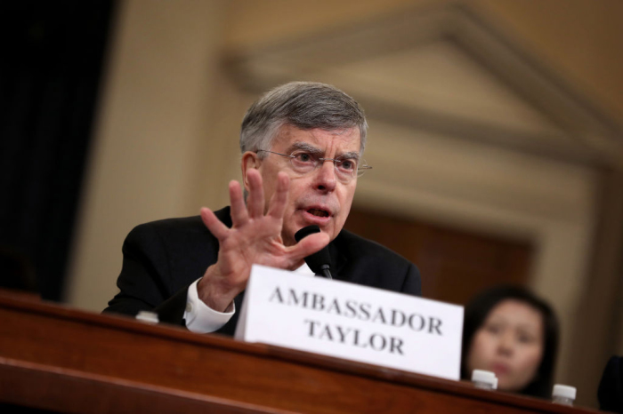 Top U.S. diplomat to Ukraine, William B. Taylor Jr. testifies before the House Intelligence Committee in the Longworth House Office Building on Capitol Hill November 13, 2019 in Washington, D.C. 