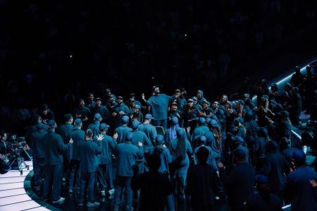 Members of Kanye West's Sunday Service Choir sing at Joel Osteen's Lakewood Church in Houston, Texas, on Sunday November 17, 2019.