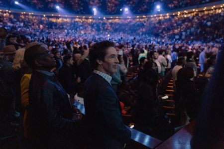 Pastor Joel Osteen enjoys Kanye West's Sunday Service at his Lakewood Church in Houston, Texas, on Sunday November 17, 2019.