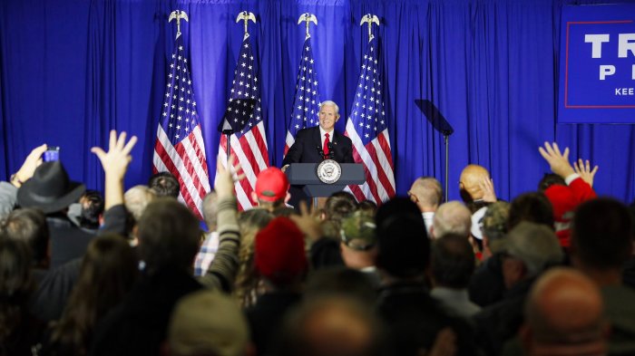 Vice President Mike Pence campaigning in Portage, Michigan, on December 4, 2019.