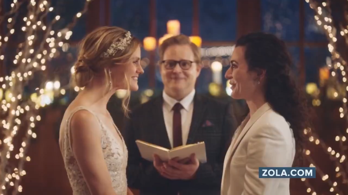 A scene from the controversial Zola ad that was pulled from the Hallmark Channel then reinstated.