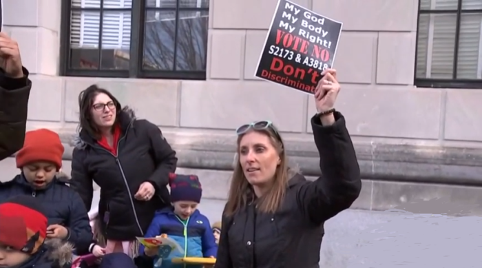 Anti-vaccine protesters in New Jersey.