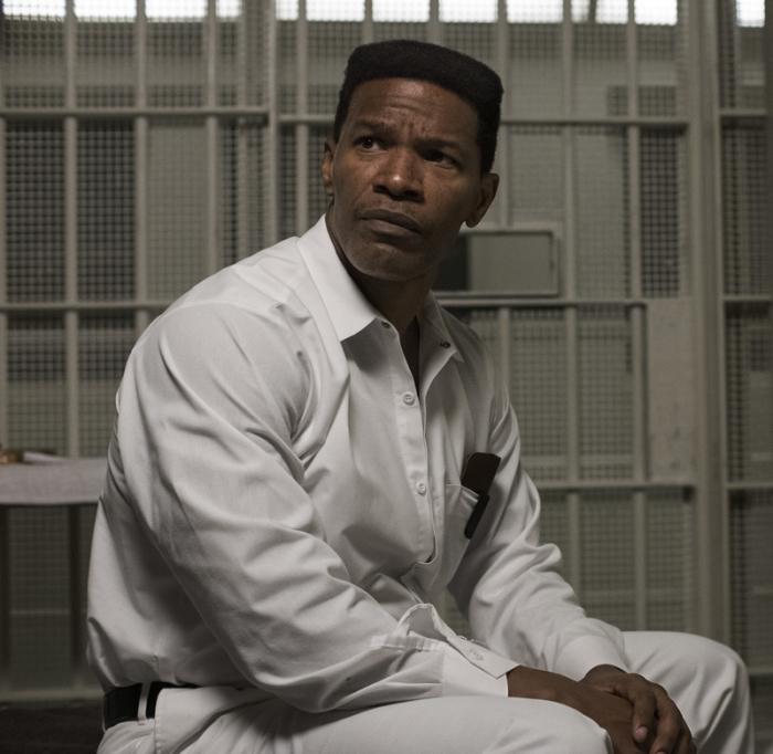 Jamie Foxx stars in the film 'Just Mercy' alongside Michael B. Jordan and Brie Larson. The film is based on the award-winning book by Bryan Stevenson.