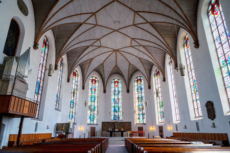 Interior of St. Catherine's baroque church in the center of Frankfurt, Germany.