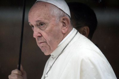 Pope Francis leaves after delivering a speech at the Atomic Bomb Hypocenter Park on November 24, 2019, in Nagasaki, Japan. 