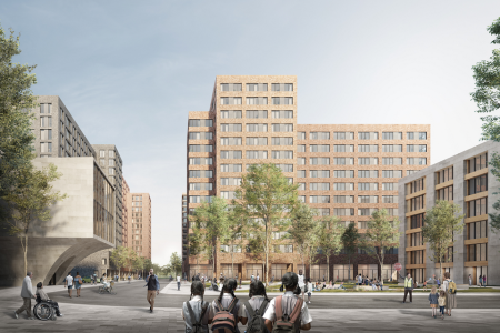 A rendering of 12020 Flatlands Avenue in Brooklyn where New York’s Christian Cultural Center is partnering with Gotham Organization to build a 2,050-unit affordable housing complex.