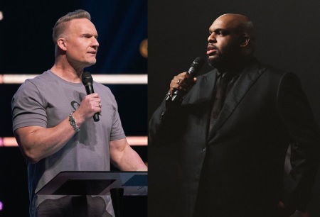 Redemption Church Pastor Ron Carpenter Jr. (L) and Pastor John Gray of Relentless Church (R).