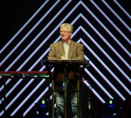 Tom Walters, senior pastor of Word of Life Church of Greensburg, Pennsylvania, preaching in a photo posted to Facebook on March 15, 2020. 