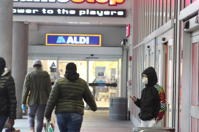 Shoppers at the East River Plaza in Manhattan, NY, on March 29, 2020.