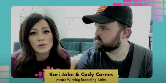 Kari Jobe and Cody Carnes during Leader Check-In, Apr 8, 2020