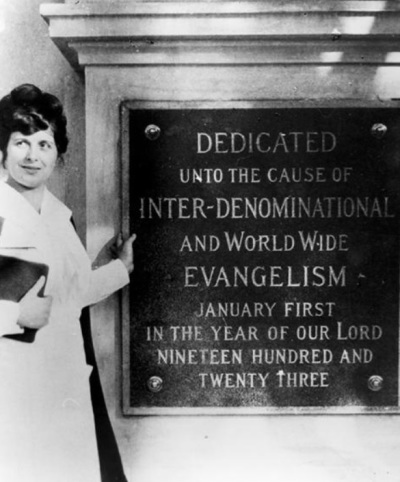 Aimee Semple McPherson (1890-1944), a popular yet controversial Pentecostal evangelist. 