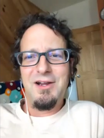 Shane Claiborne speaks with Institute on Religion & Democracy President Mark Tooley on a online video call on May 18, 2020. 