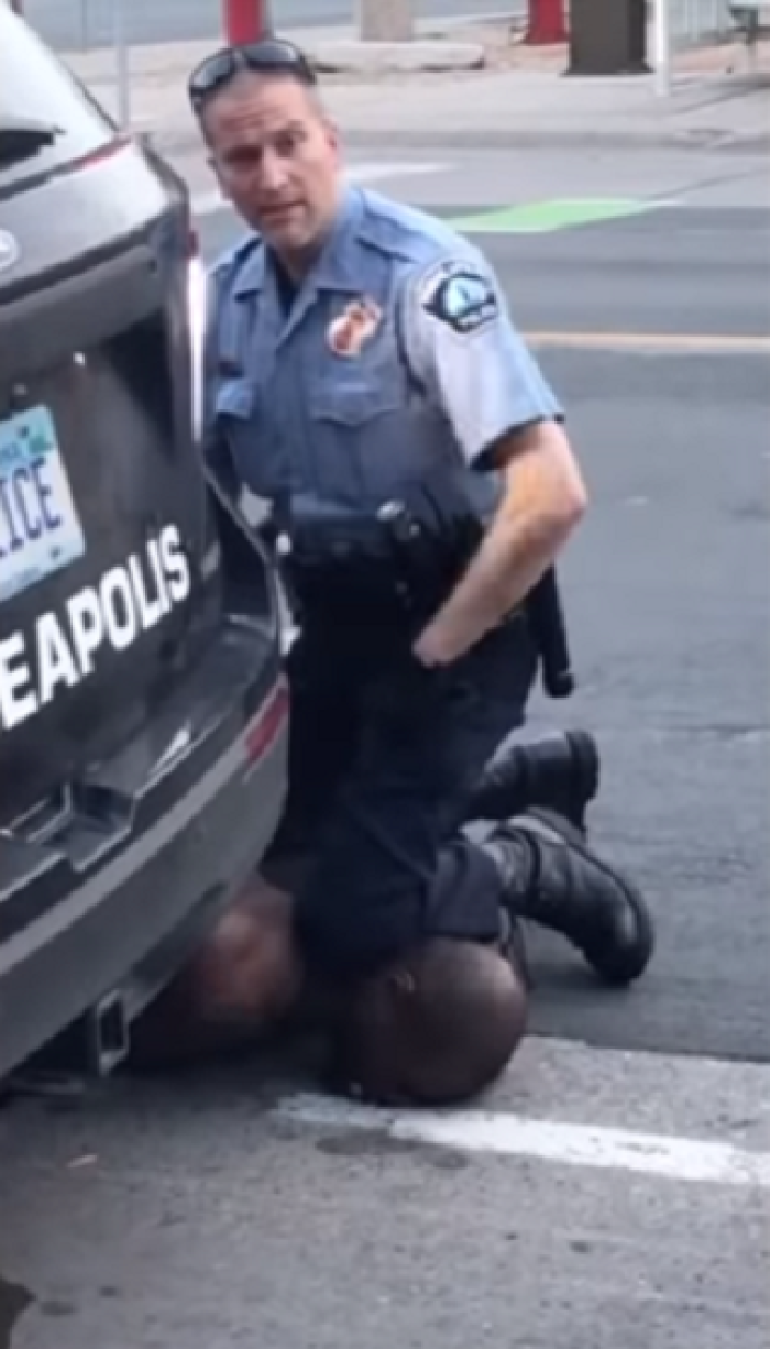 Derek Chauvin, former Minneapolis officer with his knee on the neck of the late George Floyd.