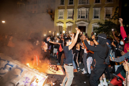 Police work to keep demonstrators back during a protest on May 31, 2020, in Washington, D.C. 