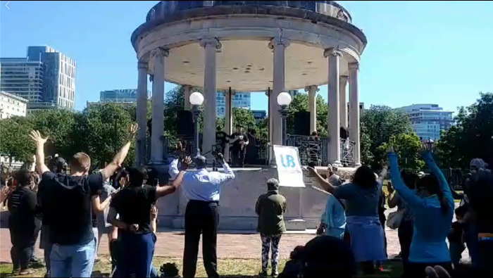 More than a thousand people gathered for Boston Pray, an event to help the community seek racial unity, June 14, 2020.