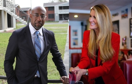 Rev. Raphael Warnock (L) and Sen. Kelly Loeffler, R-Ga., (R).