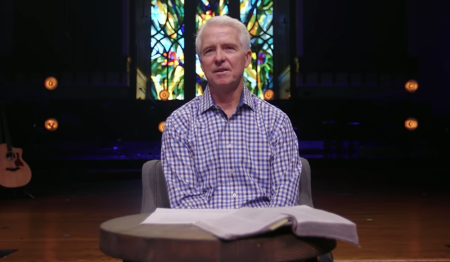 Pastor John Ortberg of Menlo Church preaches in June 2020.