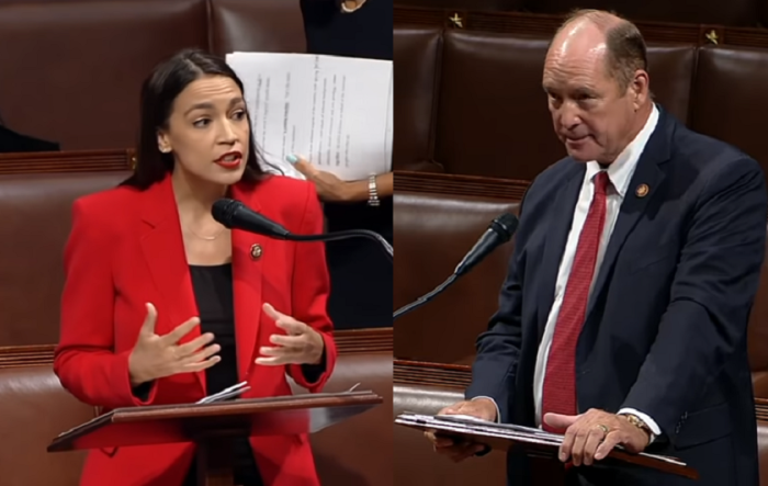 Congresswoman Alexandria Ocasio-Cortez (L) and Congressman Ted Yoho (R)