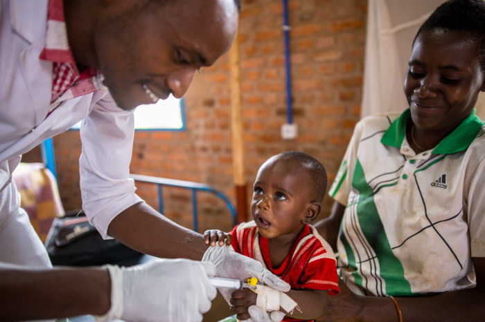 A child receives treatment at the Kibuye Hope Hospital in Burundi. 