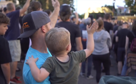 Worshipers in the streets of Seattle on Labor Day 2020