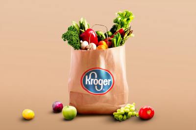 A Kroger foods grocery bag